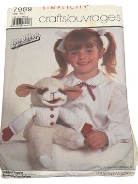 Simplicity 7989 Lamb Chop Puppet Sewing Pattern One Size Crafts Vintage 1992